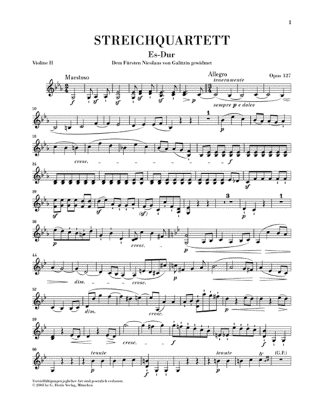 String Quartet E Flat Major Op. 127