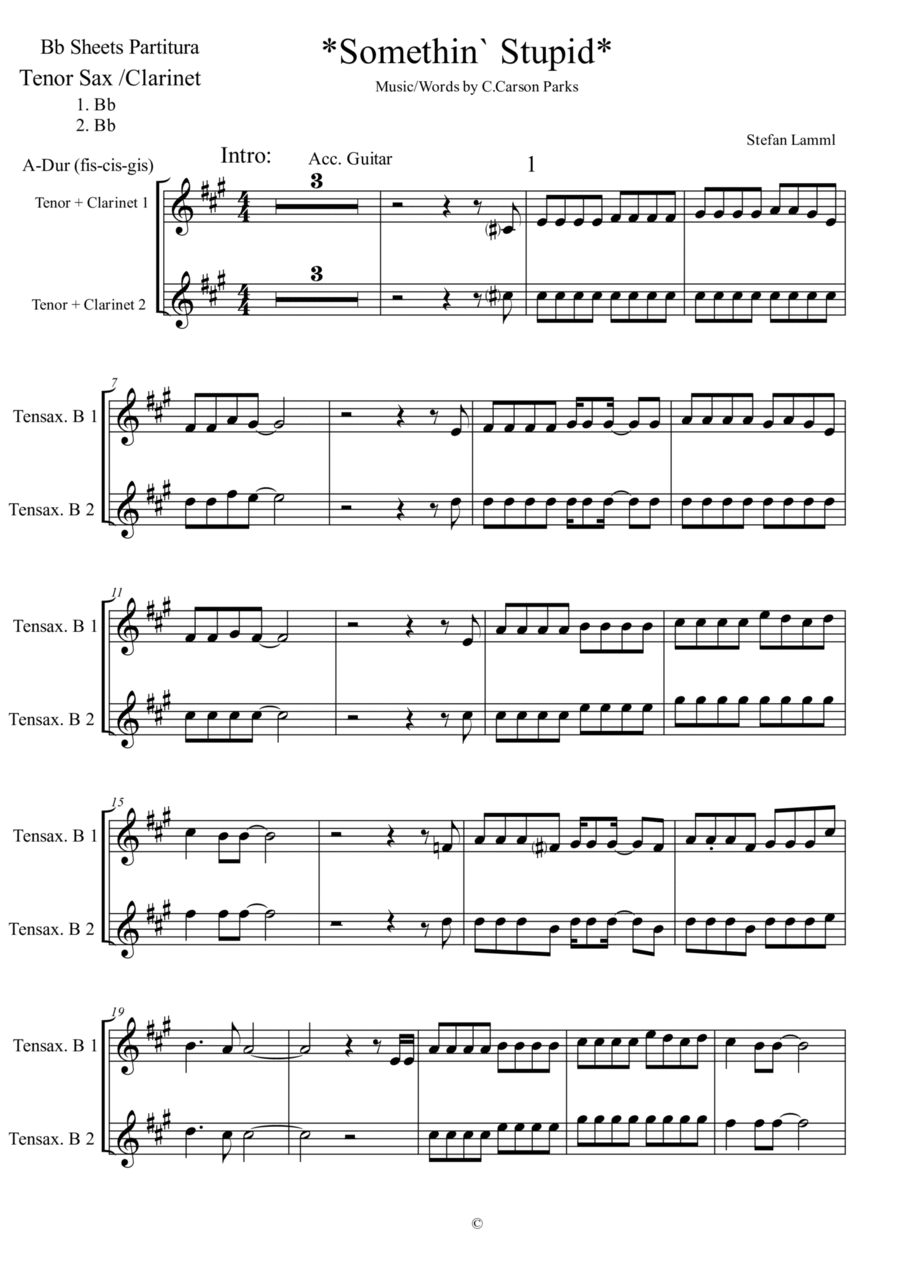 Somethin' Stupid Woodwind Duet scores gallery preview page 1