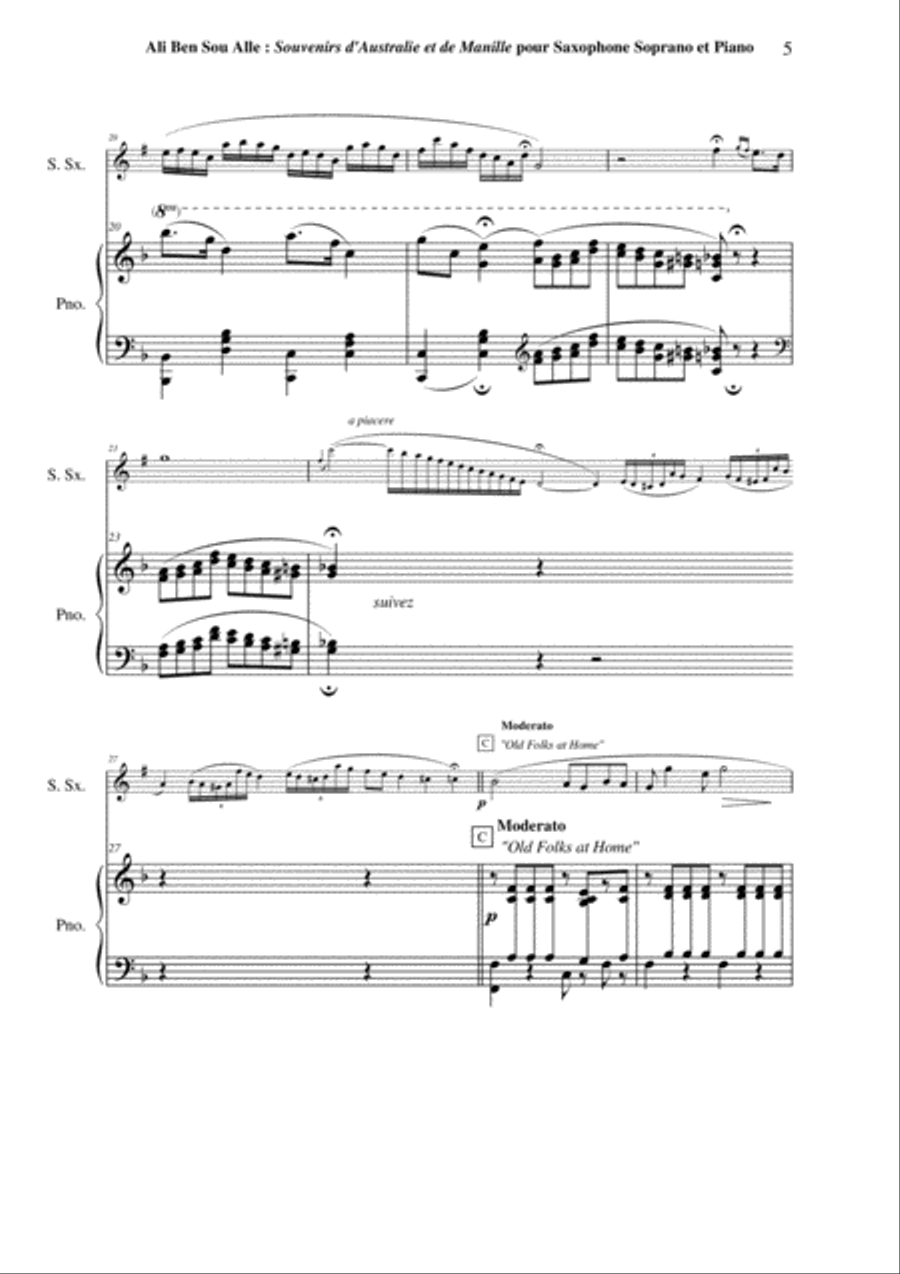 Ali Ben Sou Alle: Souvenirs d'Australie et de Manille for soprano saxophone and piano Soprano Saxophone scores gallery preview page 5