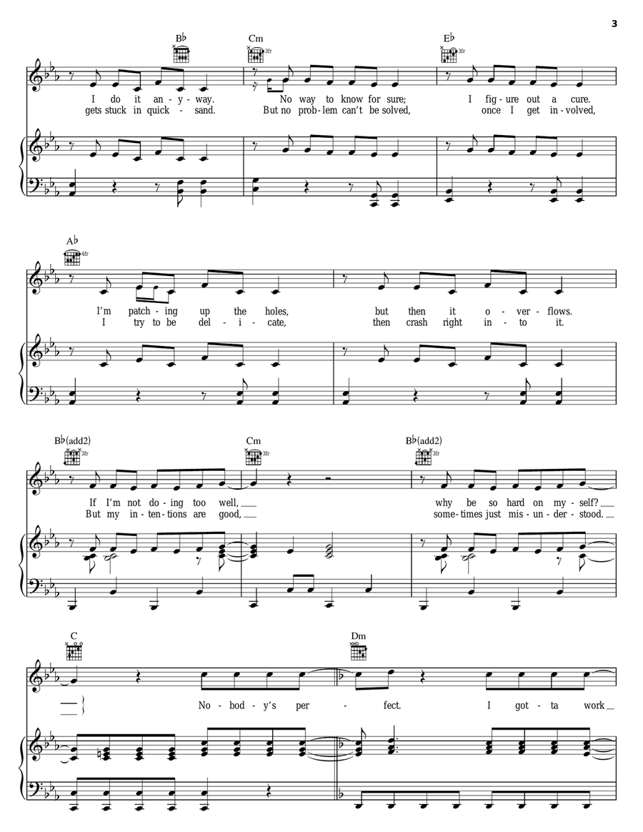 Nobody's Perfect Piano, Vocal, Guitar scores gallery preview page 3