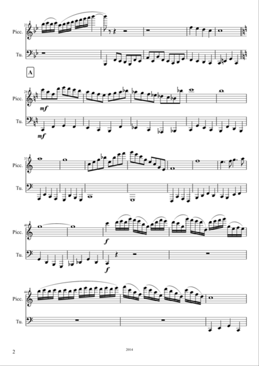 The Ant and the Elephant (Piccolo and Tuba Duet) Piccolo scores gallery preview page 2