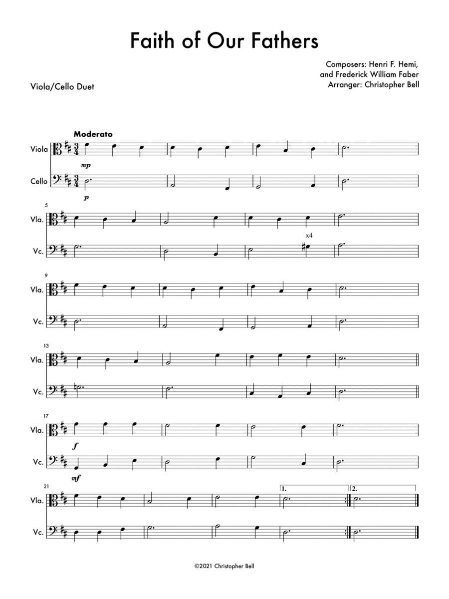 Faith of Our Fathers - Viola/Cello Duet