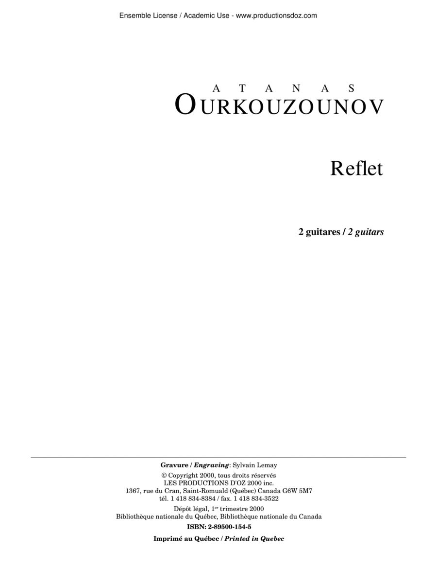 Reflet I Reflet I Classical Guitar scores gallery preview page 1
