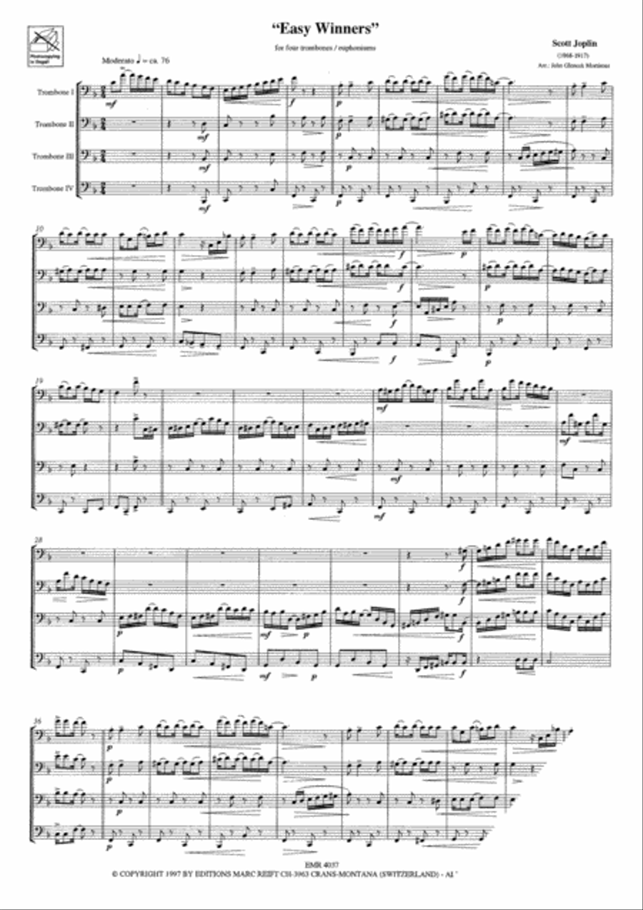Easy Winners Easy Winners Trombone Quartet scores gallery preview page 6