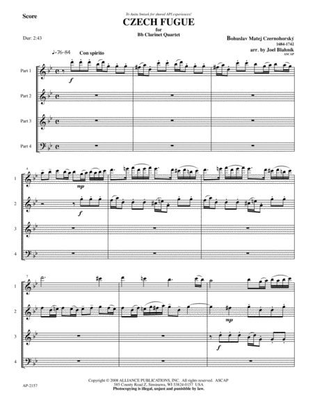 Czech Fugue for Clarinet Quartet image number null