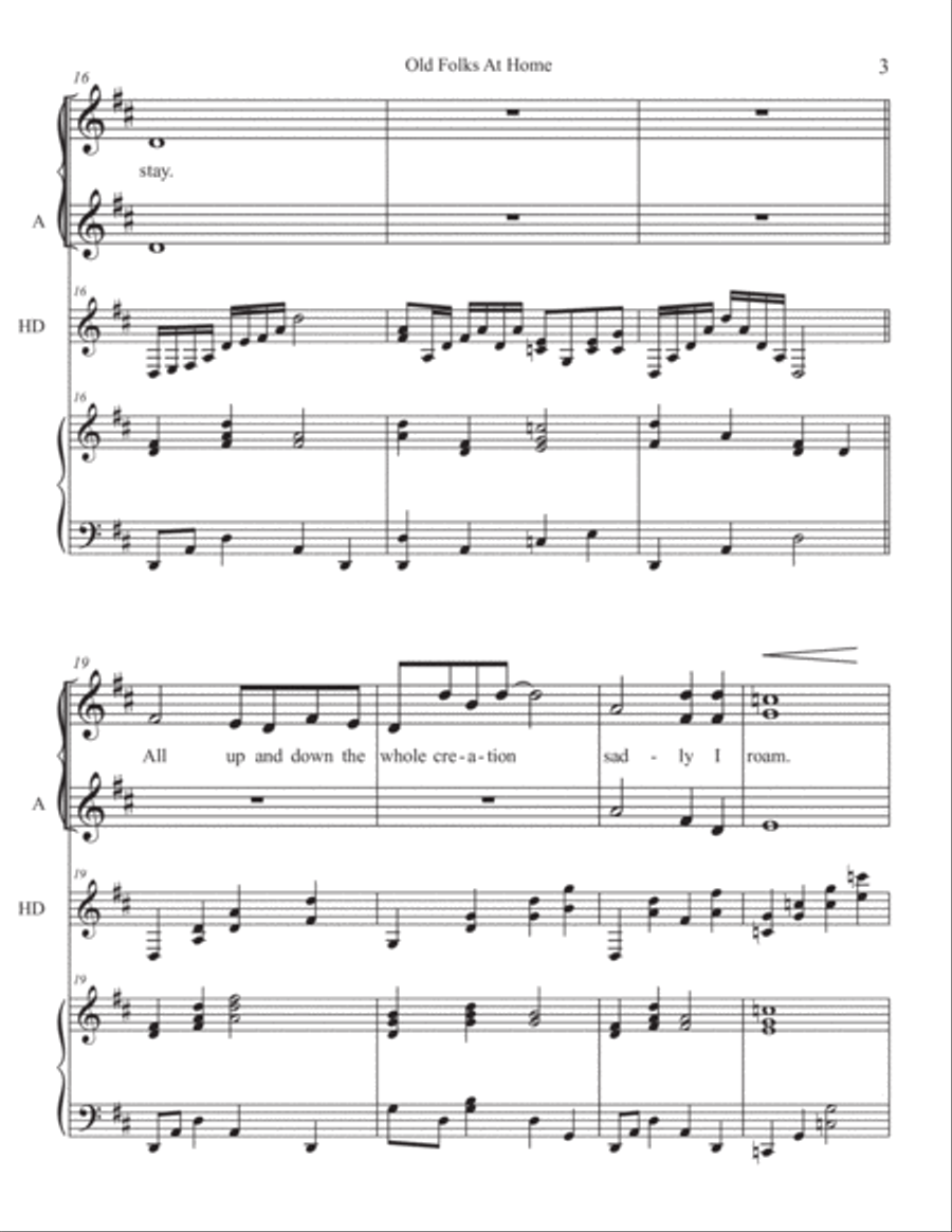 Old Folks At Home SSA with Hammer Dulcimer SSA scores gallery preview page 4