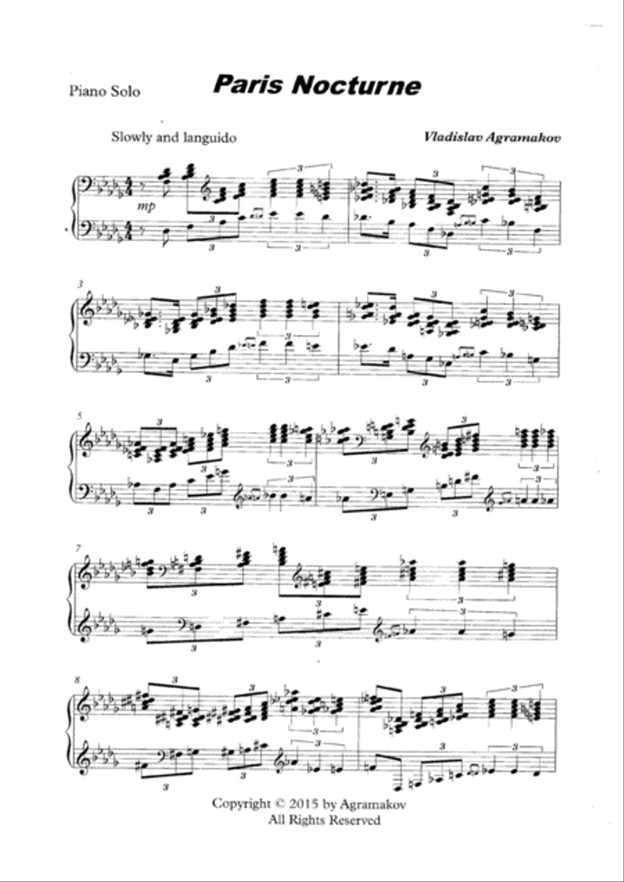 Vladislav Agramakov - Paris Nocturne (for piano solo) Piano Solo scores gallery preview page 2