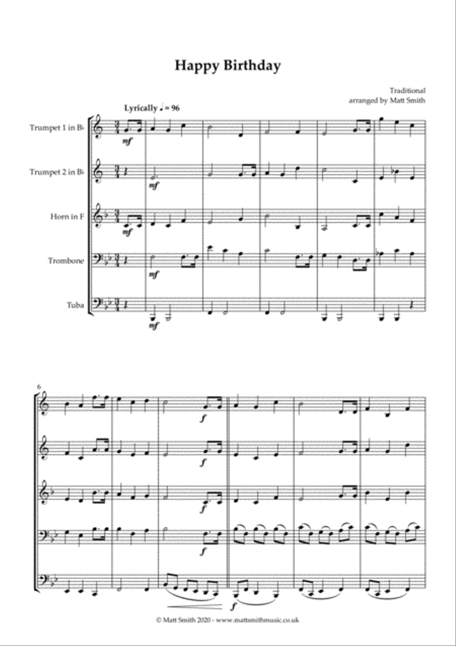 Happy Birthday - BRASS QUINTET Brass Quintet scores gallery preview page 3
