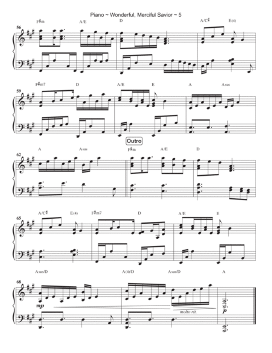 Wonderful, Merciful Savior Piano Solo scores gallery preview page 6