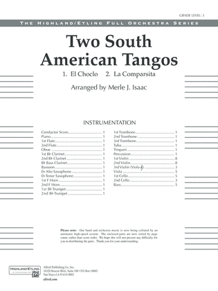Book cover for Two South American Tangos: Score