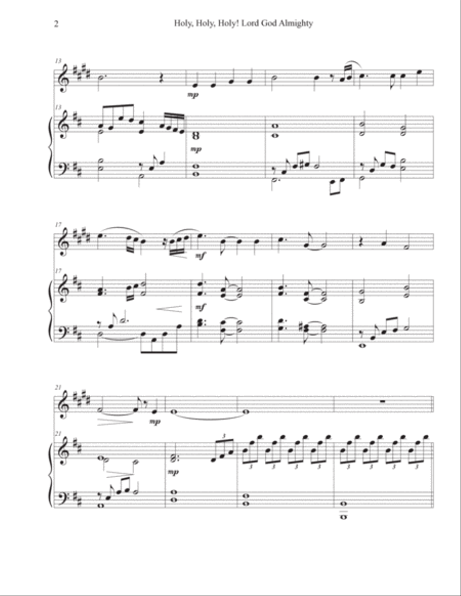 Holy, Holy, Holy! Lord God Almighty (Clarinet-Piano) Clarinet Solo scores gallery preview page 2