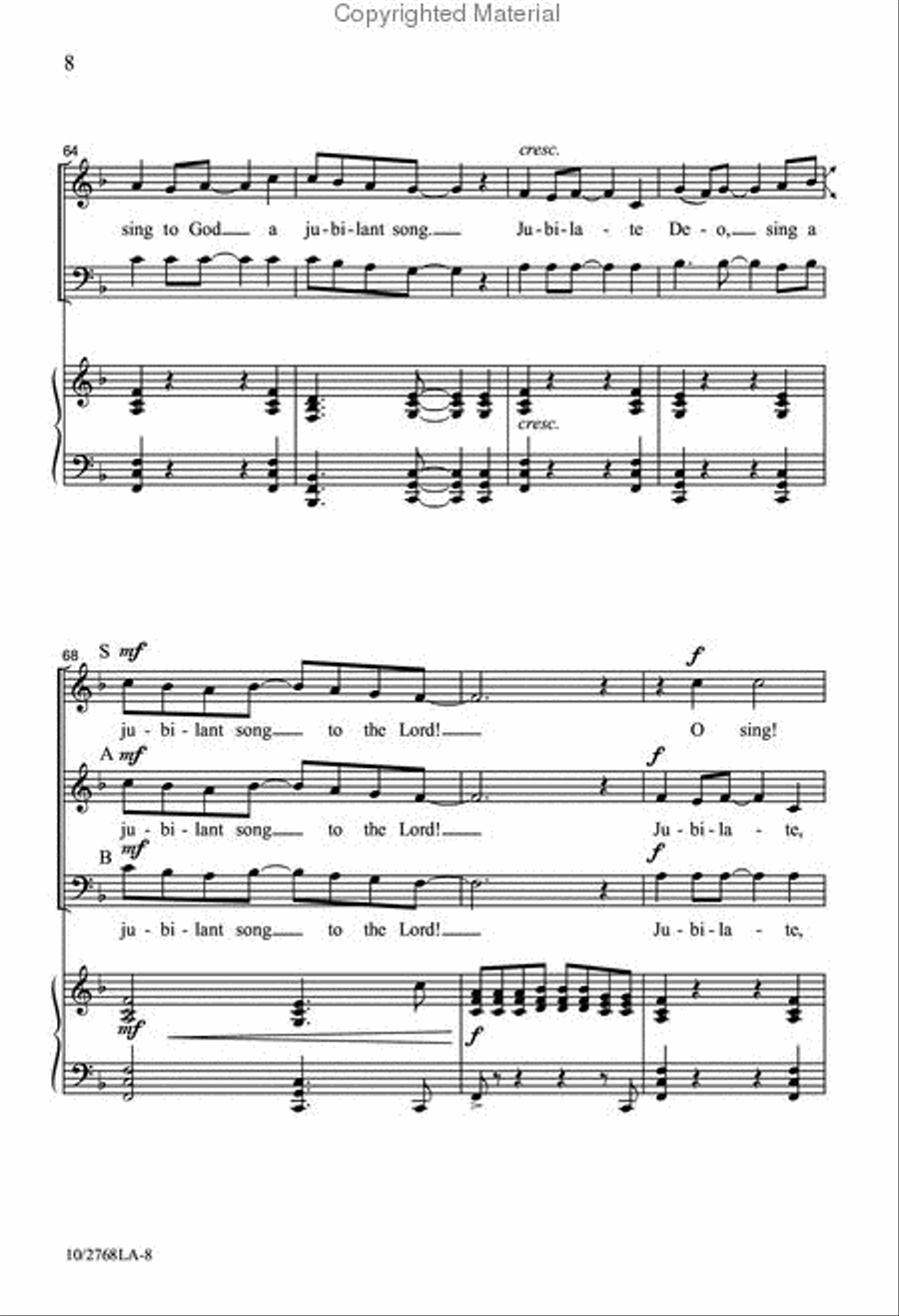 Jubilate, Sing to God 3-Part scores gallery preview page 8