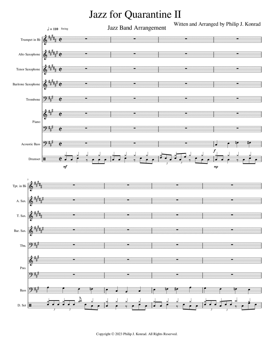 Jazz for Quarentine - Jazz Band Arrangement Jazz Ensemble scores gallery preview page 1