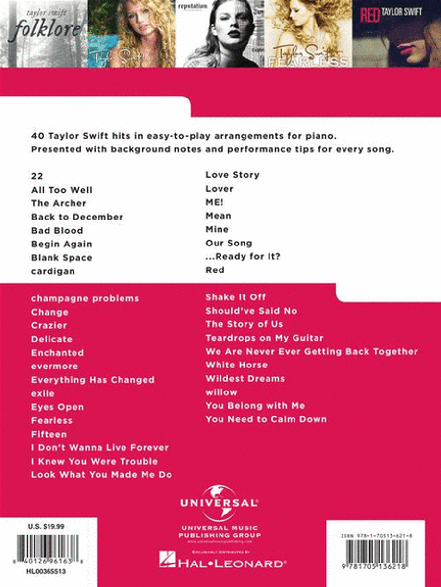 40 Taylor Swift Songs Easy Piano scores gallery preview page 7