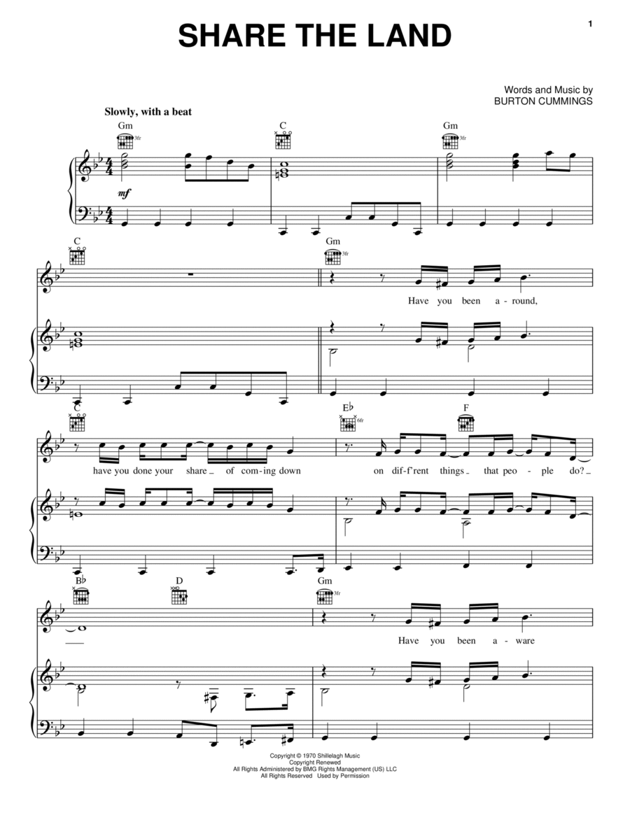 Share The Land Share The Land Piano, Vocal, Guitar scores gallery preview page 1