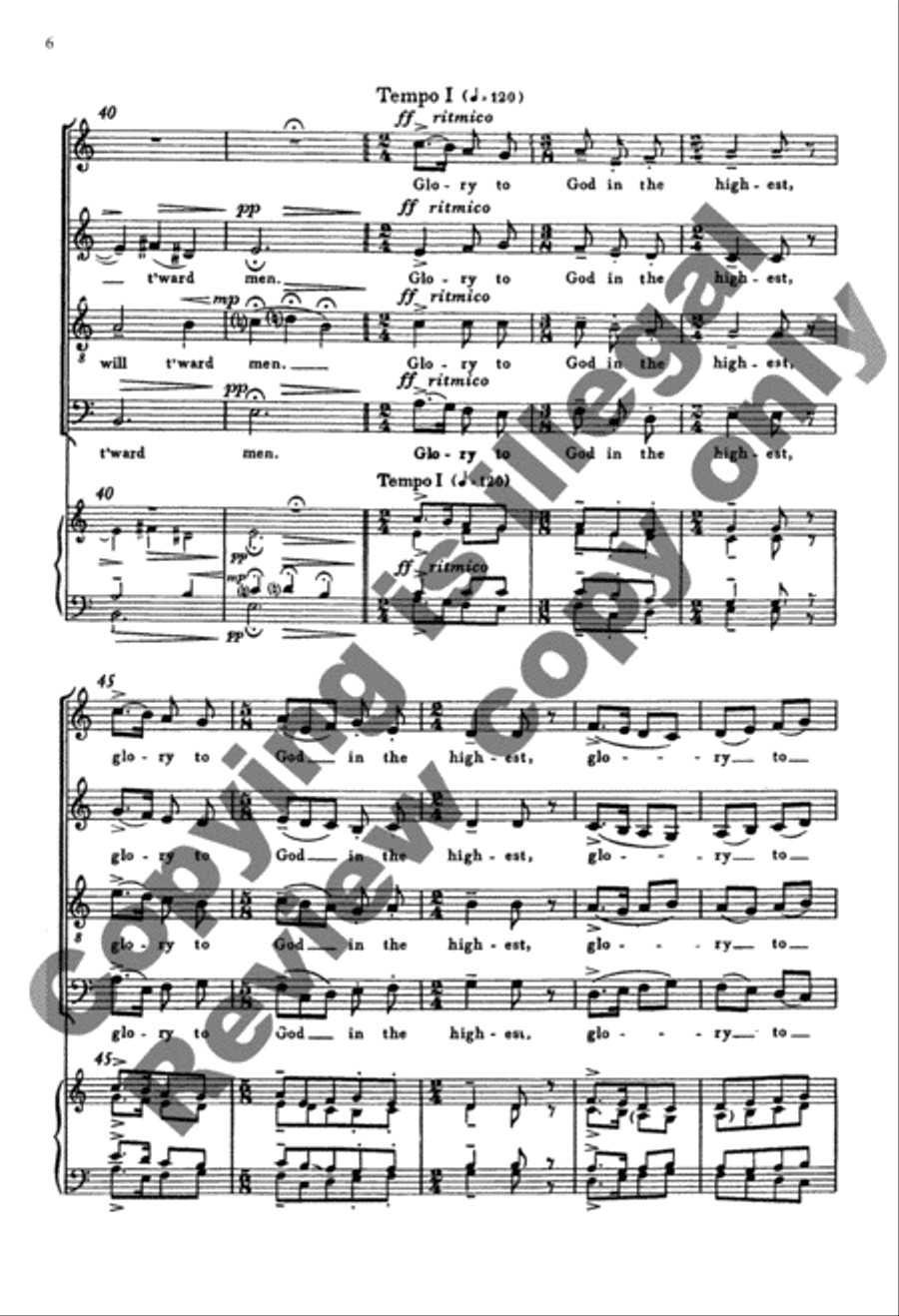 Glory to God in the Highest (Choral Score) 4-Part scores gallery preview page 6
