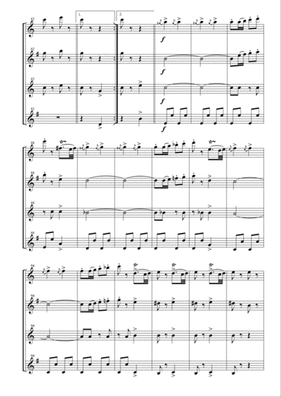 Tritsch-Tratsch Polka for Saxophone Quartet Saxophone Quartet scores gallery preview page 6