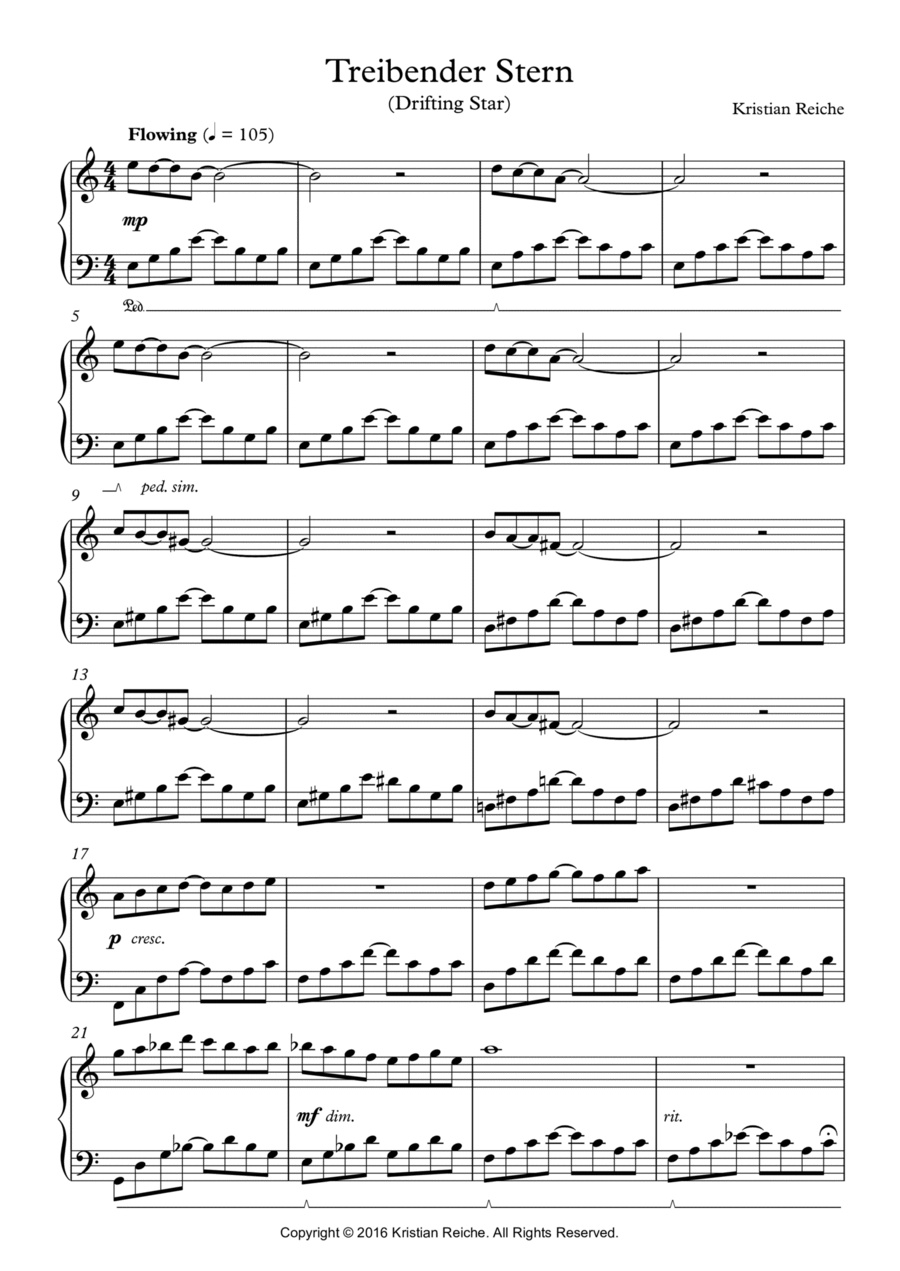 Treibender Stern (Drifting Star) Piano Solo scores gallery preview page 1