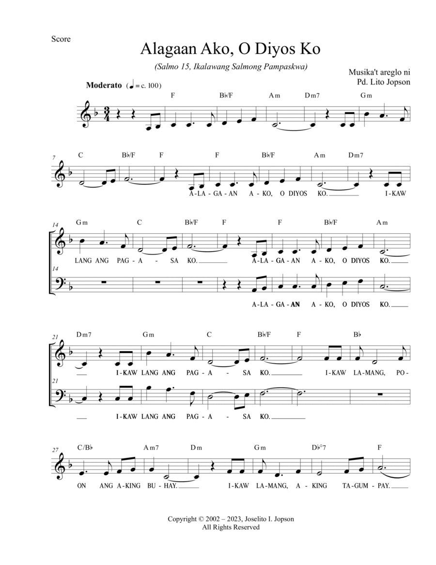 Alagaan Ako, o Diyos Ko 4-Part scores gallery preview page 1