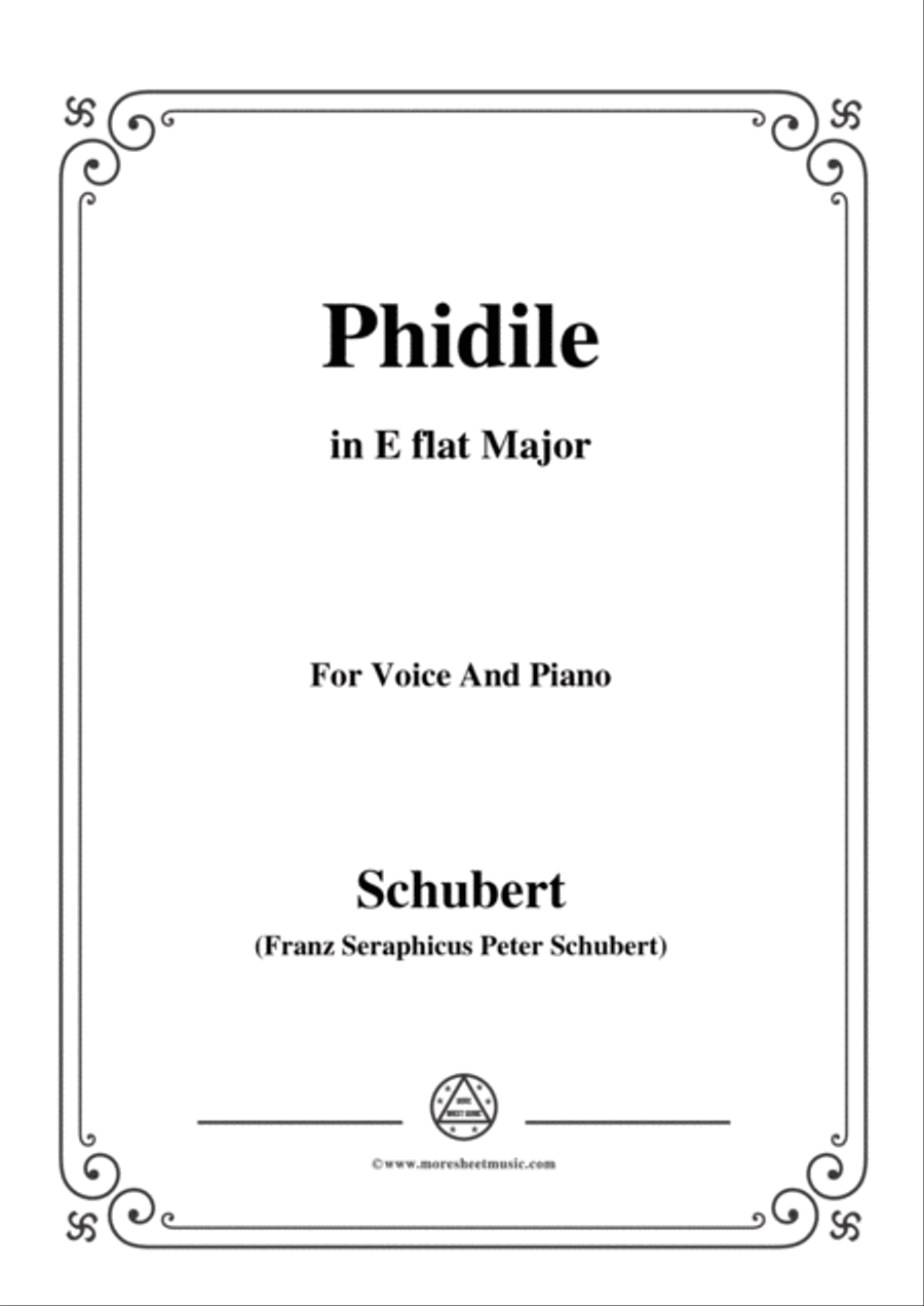 Schubert-Phidile,in E flat Major,for Voice&Piano Voice scores gallery preview page 1
