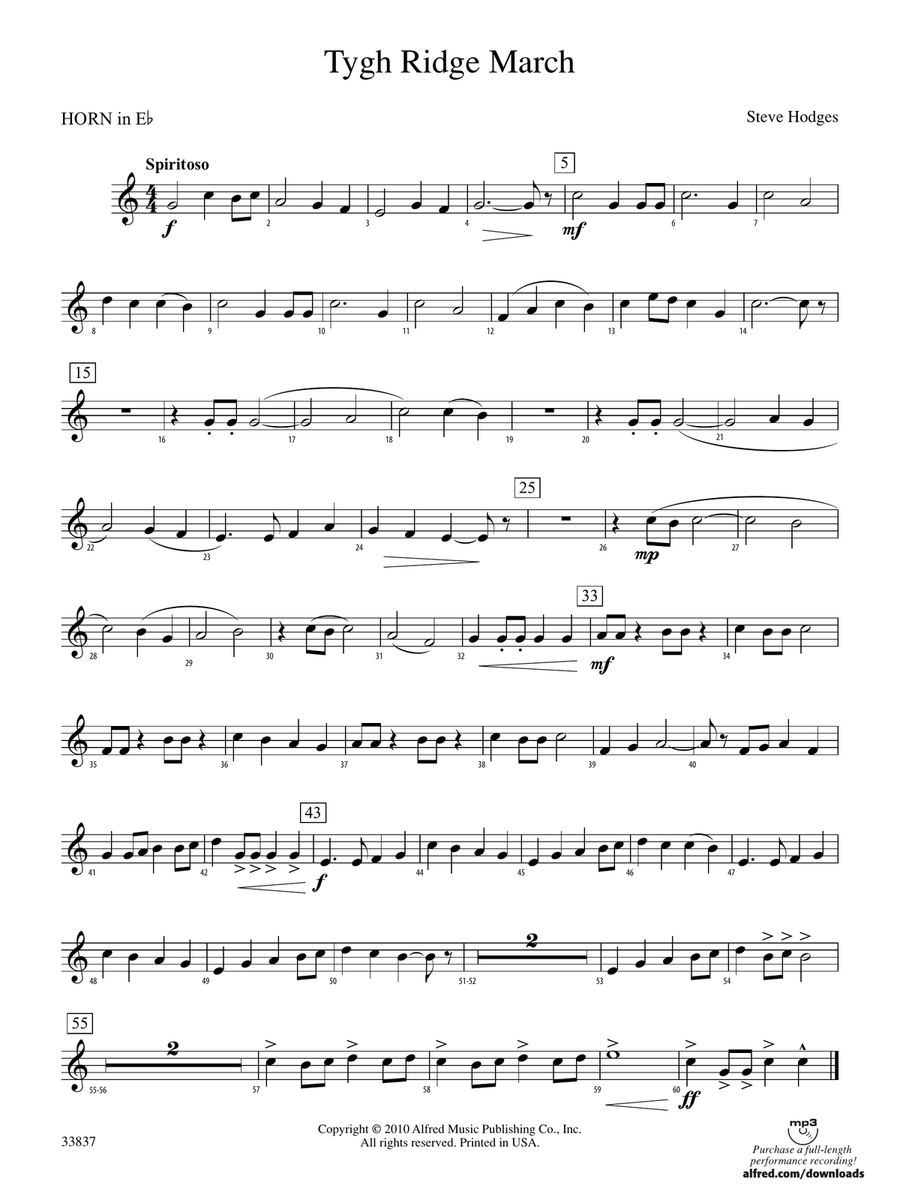 Tygh Ridge March: (World Part) 1st Horn in E-flat