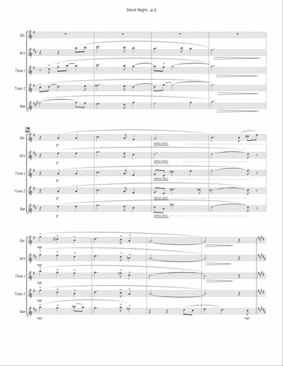 Silent Night - saxophone quintet Saxophone Quintet scores gallery preview page 4