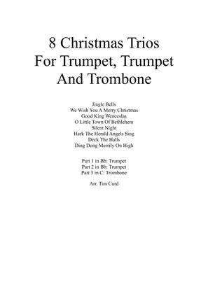 Book cover for 8 Christmas Trios for Trumpet, Trumpet and Trombone