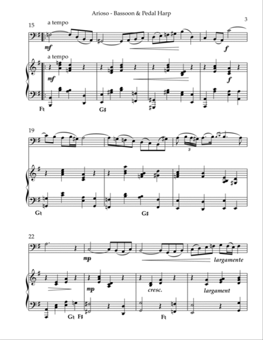 Arioso, Duet for Bassoon & Pedal Harp Bassoon scores gallery preview page 3