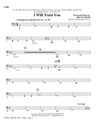 I Will Trust You - Cello
