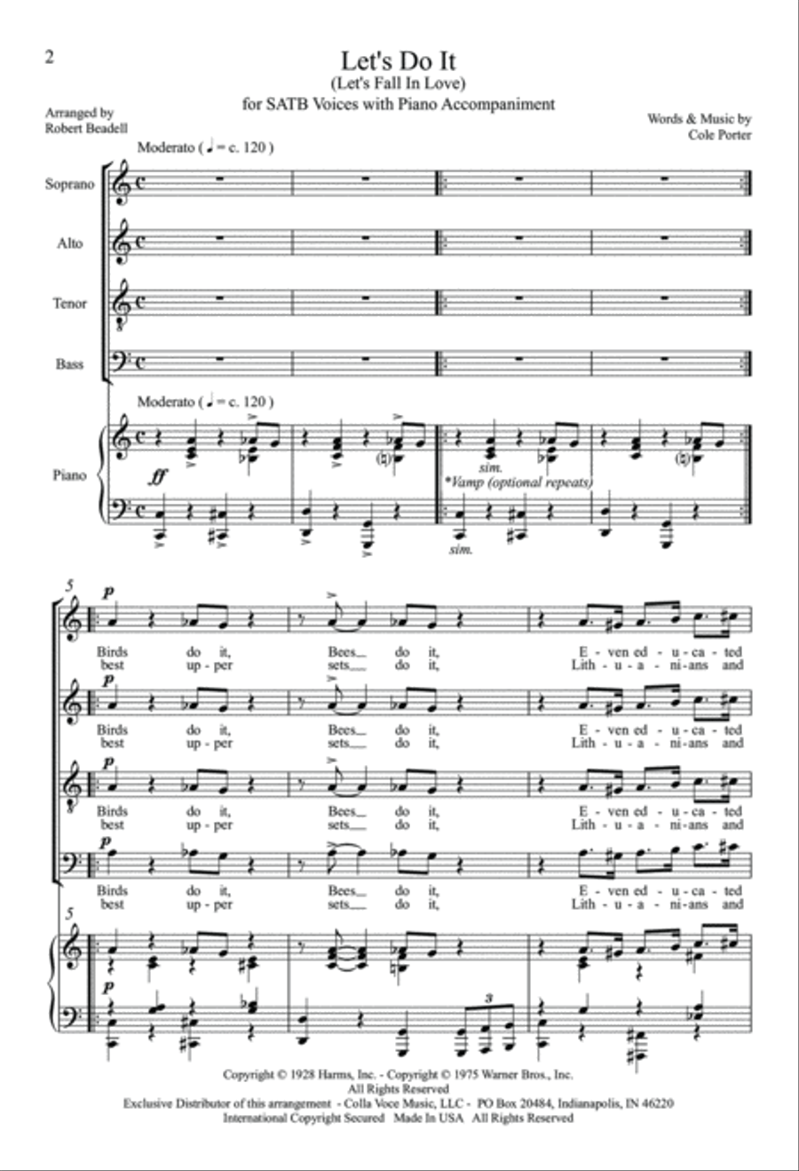 Let's Do It (Let's Fall In Love) 4-Part scores gallery preview page 2