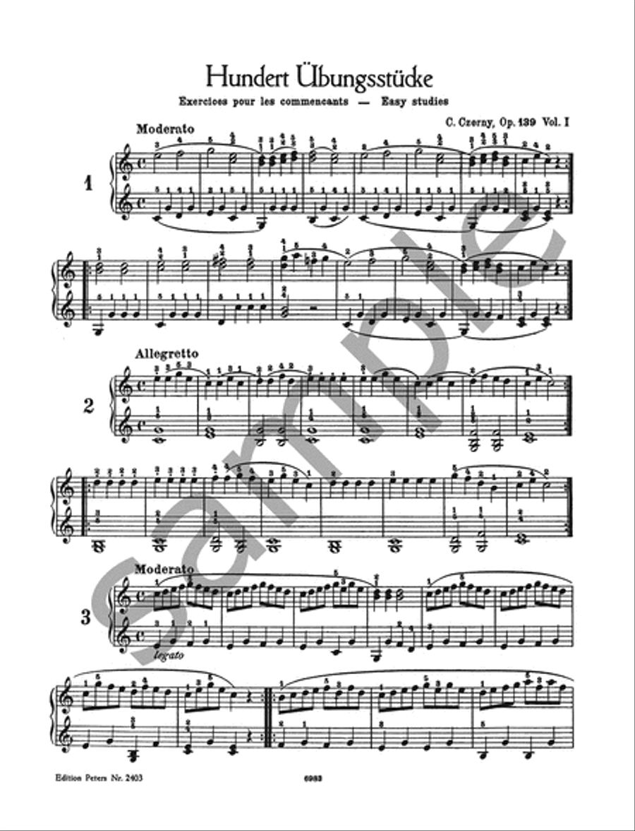 100 Easy Studies Op. 139 for Piano