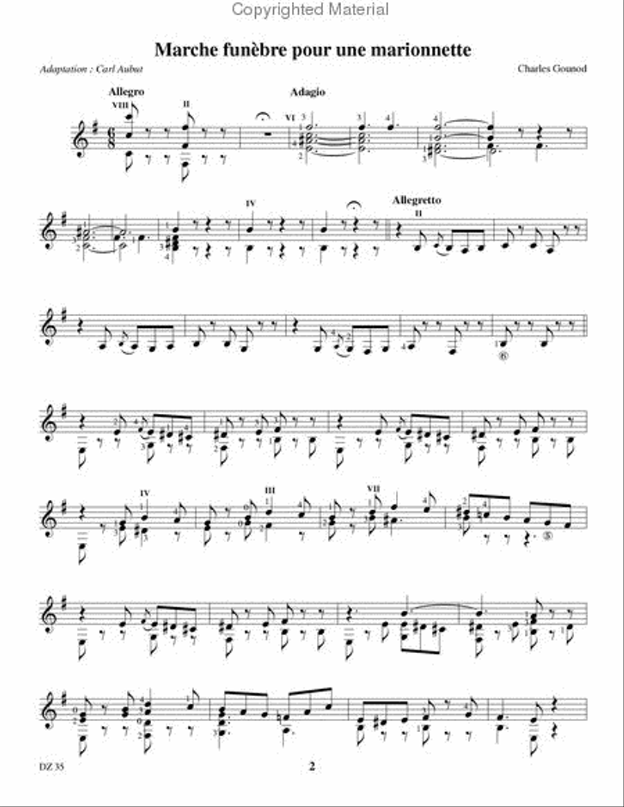 Marche funèbre pour une marionnette Classical Guitar scores gallery preview page 2