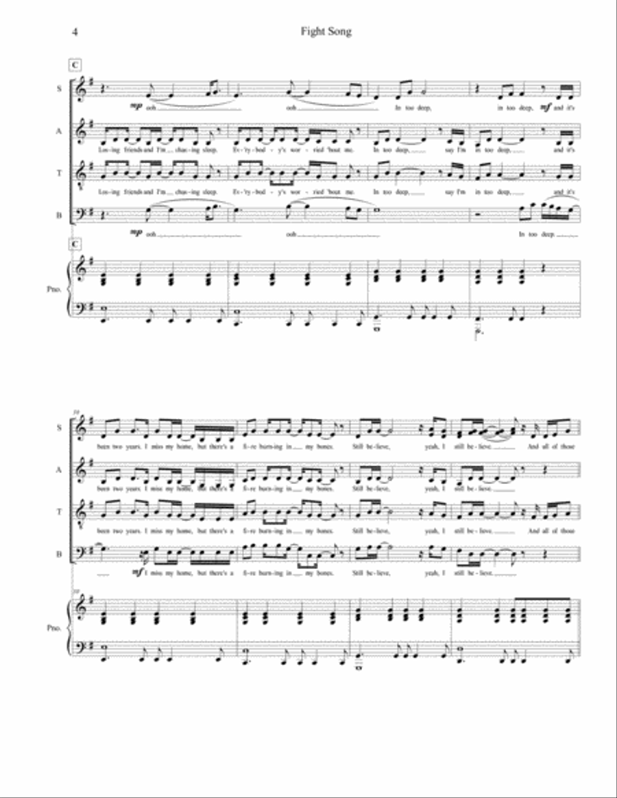 Fight Song 4-Part scores gallery preview page 4