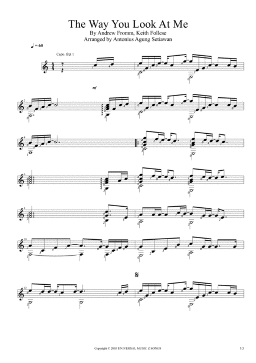The Way You Look At Me The Way You Look At Me Guitar Solo scores gallery preview page 1