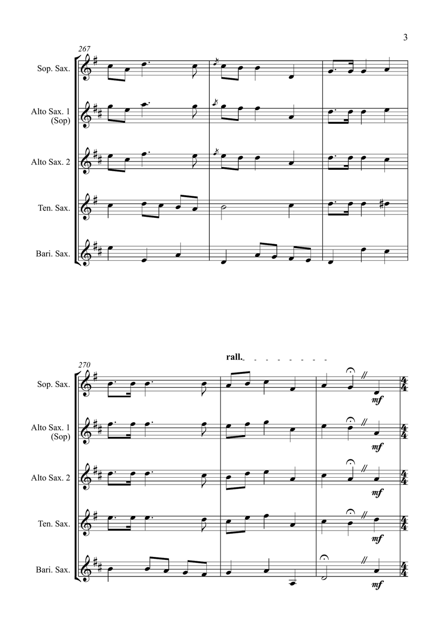 O Christmas Tree (O Tannenbaum) - Jazz Carol for Saxophone Quartet Saxophone Quartet scores gallery preview page 3