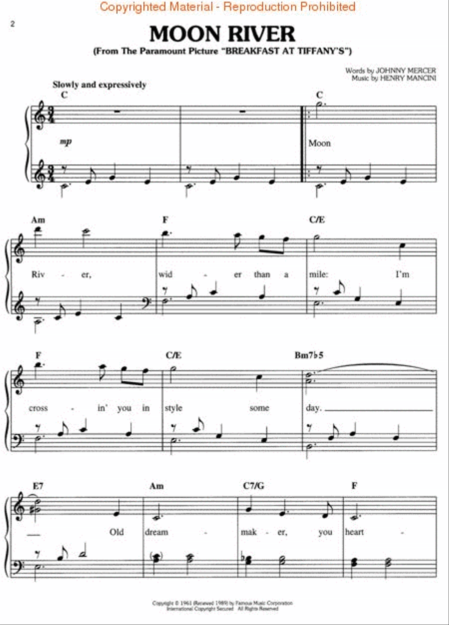 Moon River Moon River Piano, Vocal, Guitar scores gallery preview page 2