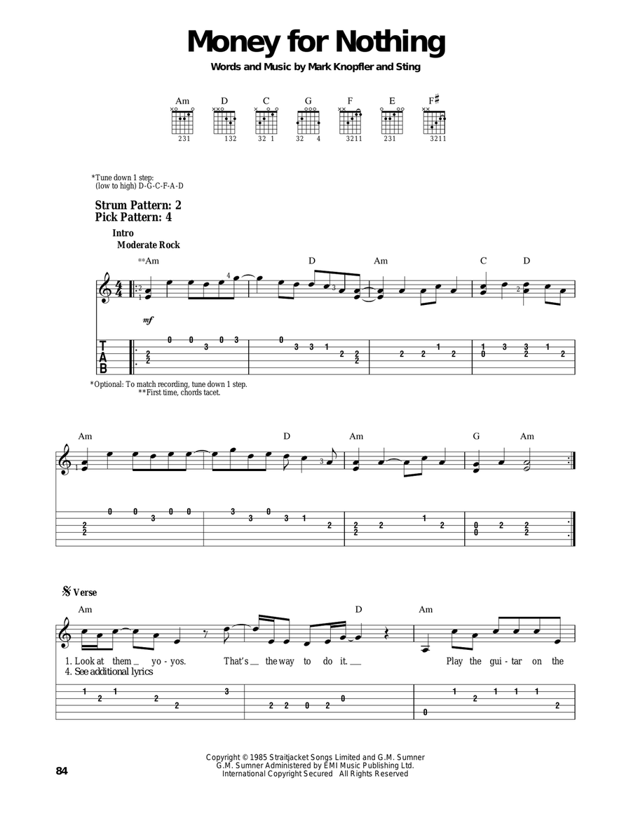 Money For Nothing Acoustic Guitar scores gallery preview page 1