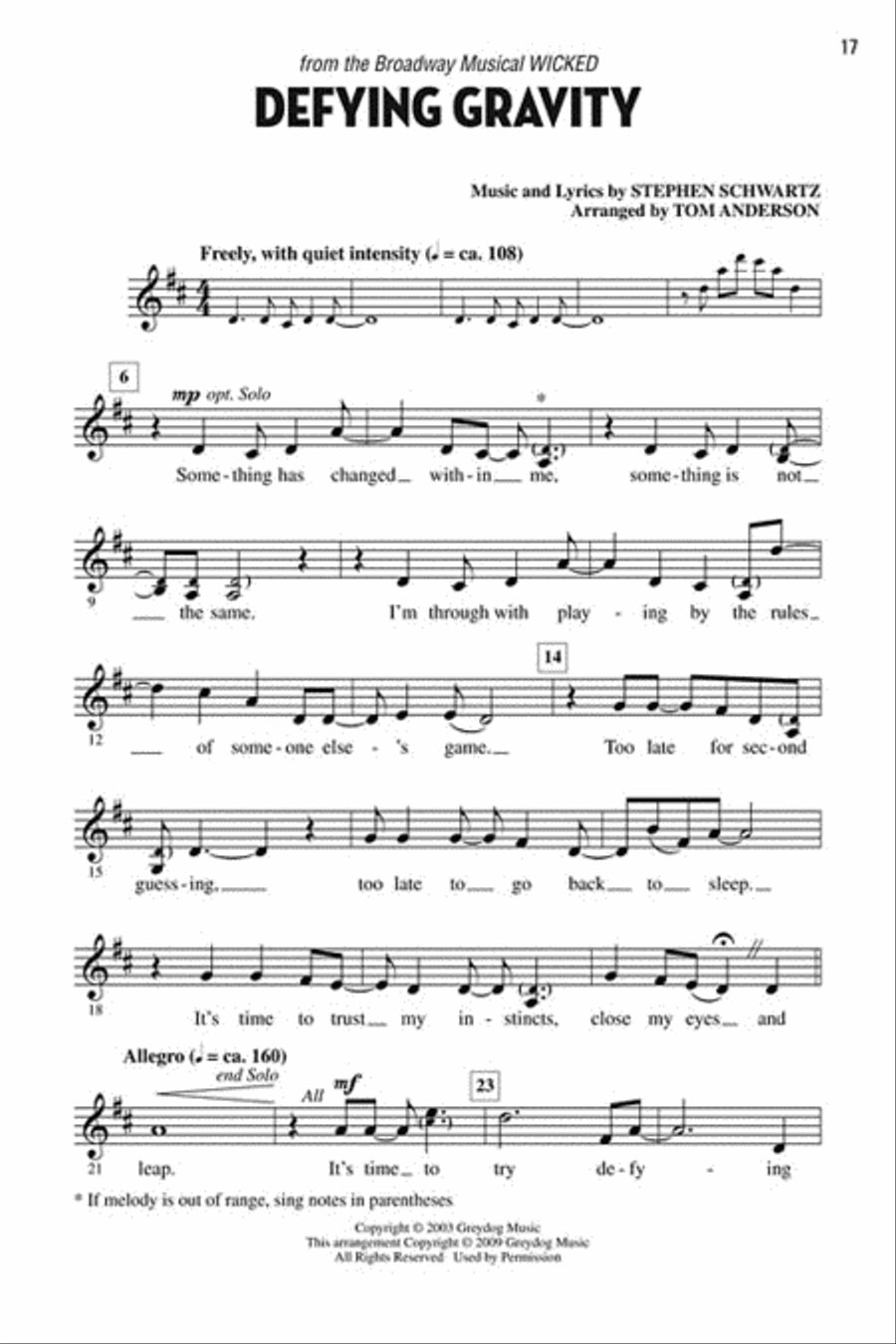 Let's All Sing Songs from Wicked Choir scores gallery preview page 6