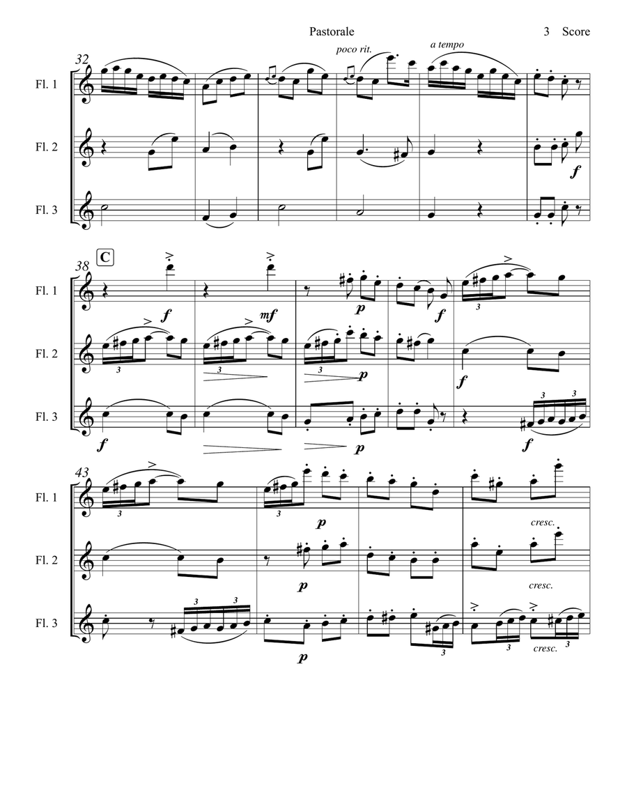 Cecile Chaminade - Pastorale set for Flute Trio Flute Trio scores gallery preview page 4