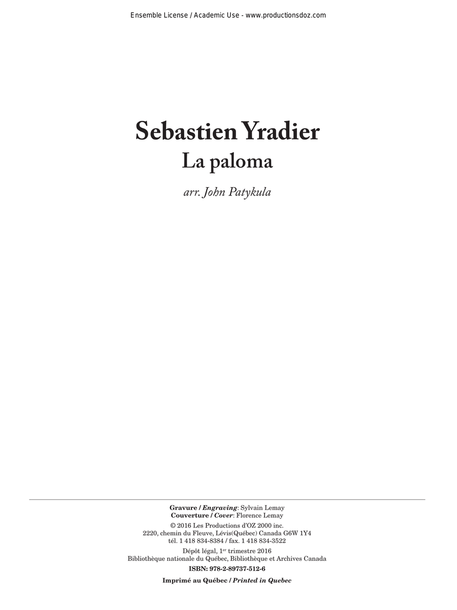 La Paloma La Paloma Guitar Ensemble scores gallery preview page 1