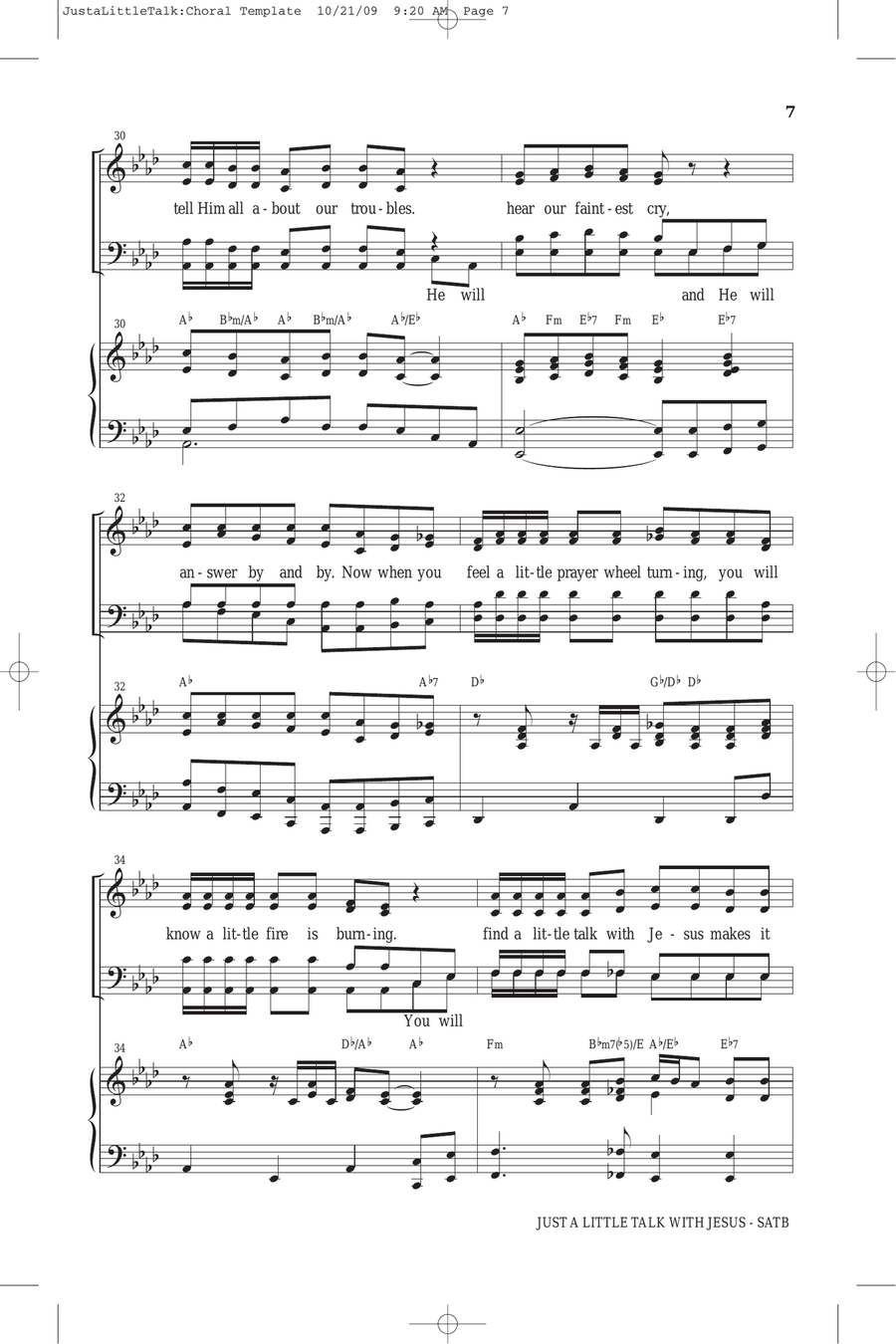 Just A Little Talk With Jesus 4-Part scores gallery preview page 6