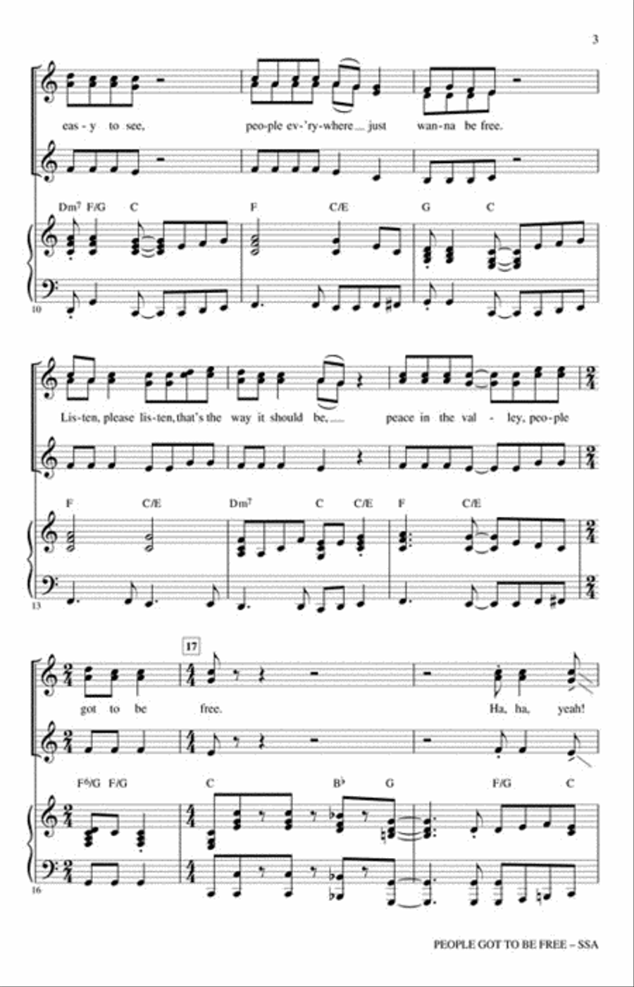 People Got to Be Free People Got to Be Free SSA scores gallery preview page 3