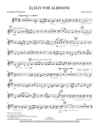 Elegy For Albinoni - Eb Baritone Saxophone