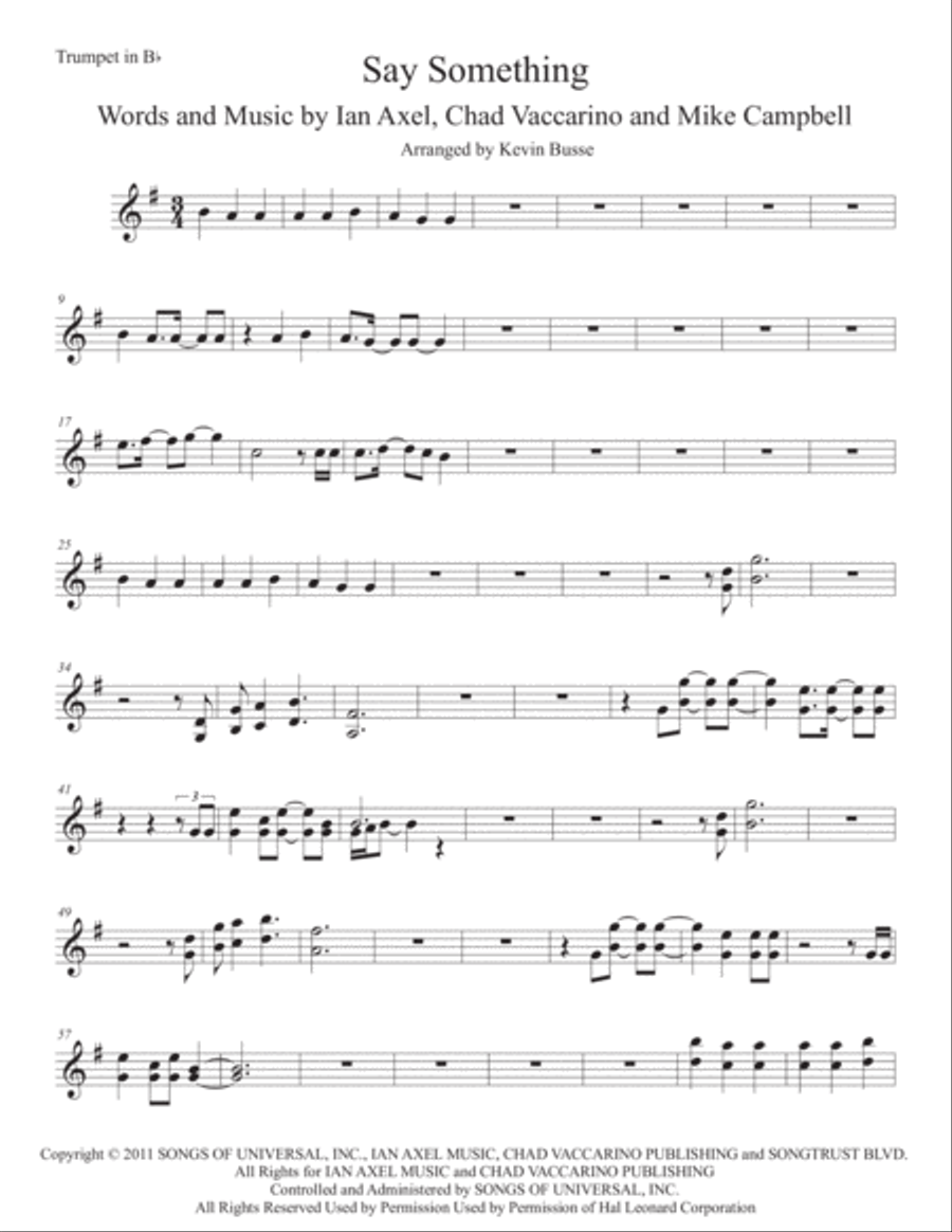 Say Something Trumpet Solo scores gallery preview page 1