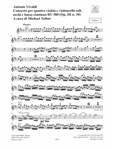 Concerto B Minor RV 580, Op. III No. 10