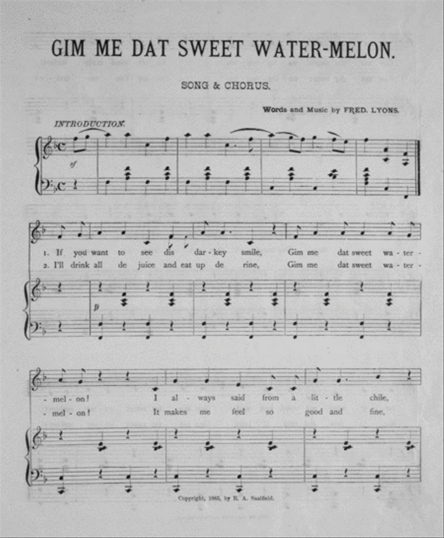 Gim Me Dat Sweet Water Melon. Great Negro Song 4-Part scores gallery preview page 2