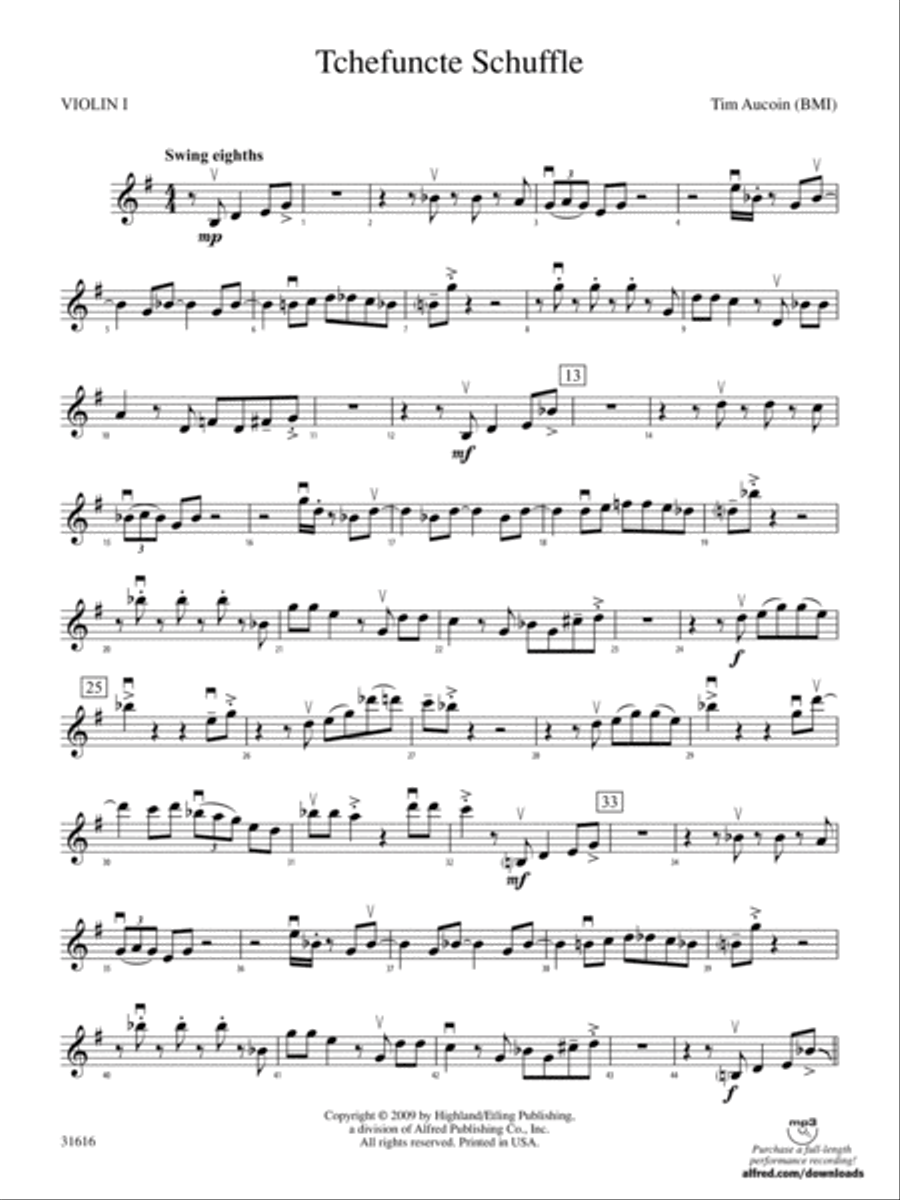 Tchefuncte Shuffle: 1st Violin String Orchestra scores gallery preview page 1