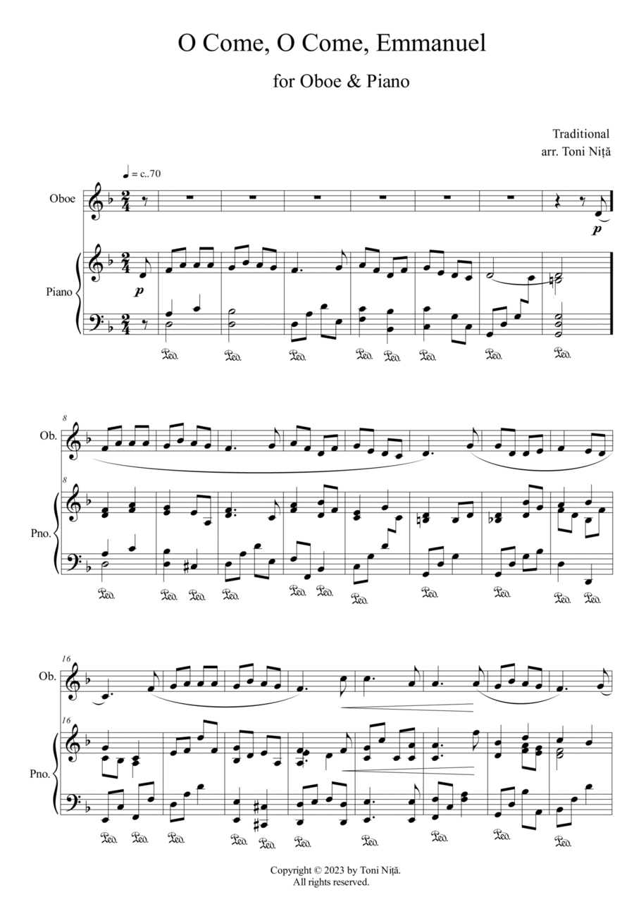 O Come, O Come, Emmanuel (for Oboe & Piano) Piano scores gallery preview page 1