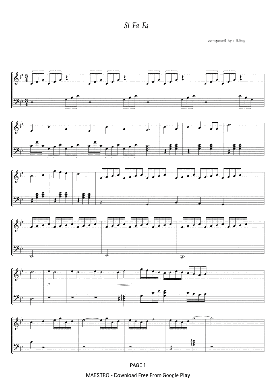 Si Fa Fa Si Fa Fa Piano Solo scores gallery preview page 1