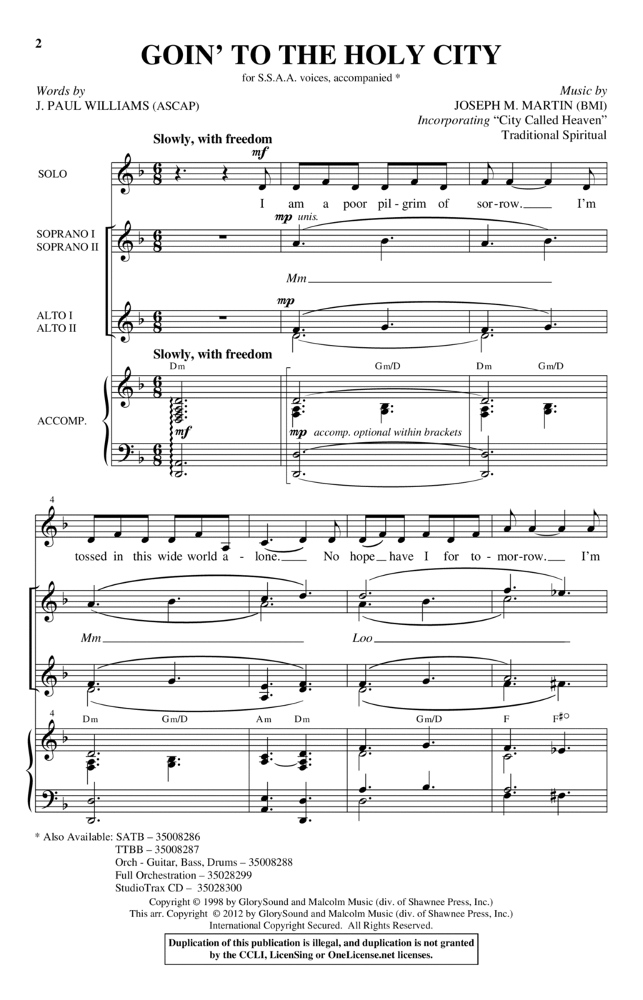 Goin' To The Holy City SSA scores gallery preview page 1